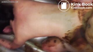 Masturbating with brown poop