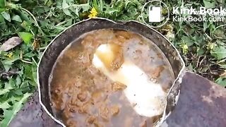 Creative enema outdoors