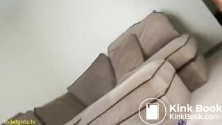 Brunette farting on the toilet 2