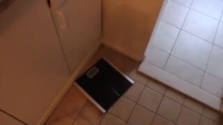 girl pooping on home toilet (selfie)