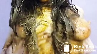 messy girl plays hard with her shit