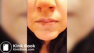 Pig chews and swallows her own shit.