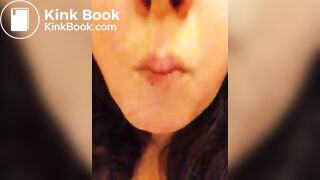 Pig chews and swallows her own shit.