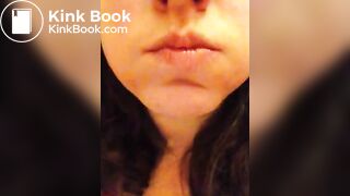 Pig chews and swallows her own shit.