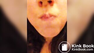 Pig chews and swallows her own shit.