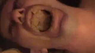 Eating some creamy yellow shit.