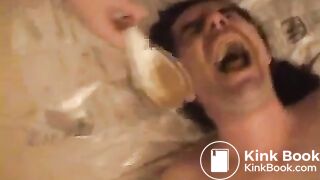 Eating some creamy yellow shit.