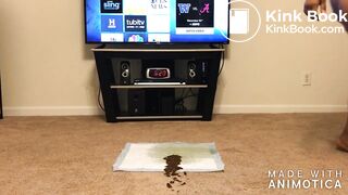 Country fat ebony shits in living room