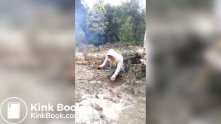 Trucker Takes a Shit Outdoors in Front of Mates