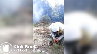 Trucker Takes a Shit Outdoors in Front of Mates