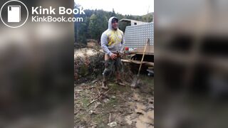 Trucker Takes a Shit Outdoors in Front of Mates