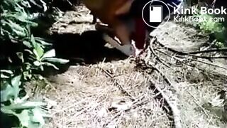 Monique, french granny, is shitting in the country