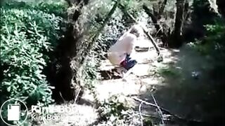 Monique, french granny, is shitting in the country