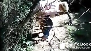 Monique, french granny, is shitting in the country