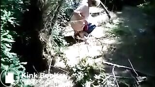 Monique, french granny, is shitting in the country