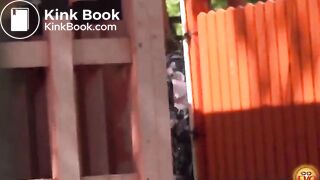 girls dropping a turd outside I