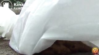 girls dropping a turd outside I