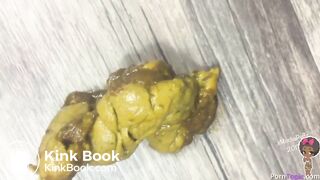 black woman uses litter box like cat (scat and pee)