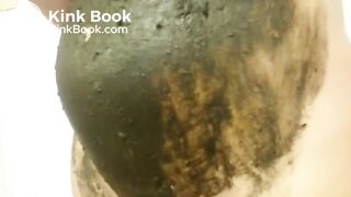 rubing black shit on body