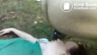 shitting on sleeping girls face in outdoor