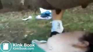 shitting on sleeping girls face in outdoor