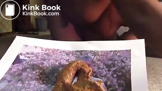 Sexy ebony shitting on picture