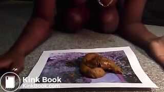 Sexy ebony shitting on picture