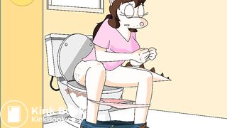 Animated girl on the toilet