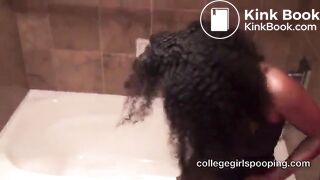 Girl poops on toilet 01