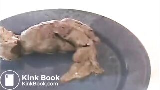 Blonde teen poops on a plate