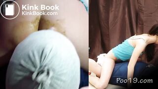 Super hot girl shitting in the mouth of her slave.