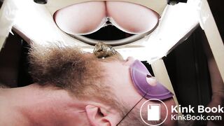 Mistress makes slave chew her shit