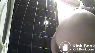 Woman shits in public toilet
