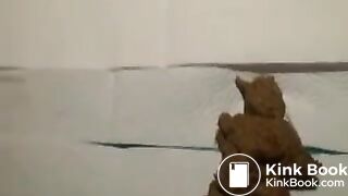 Black girl doggy shitting long turds