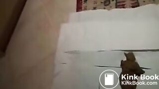 Black girl doggy shitting long turds