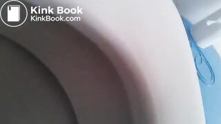 Big booty ebony poops big turd in toilet