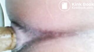 Big booty ebony poops big turd in toilet