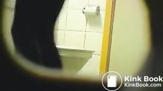 Blonde Using the Bathroom
