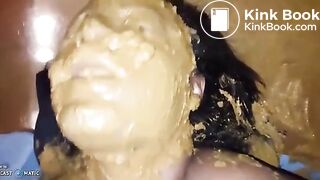 Black slut gets shit on