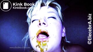 girl eating own shit from blue dildo