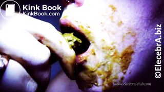 girl eating own shit from blue dildo