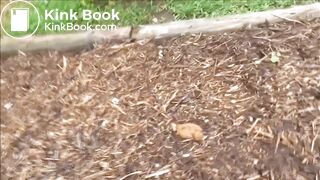 Blonde girl poop outside 4321