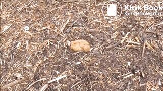 Blonde girl poop outside 4321