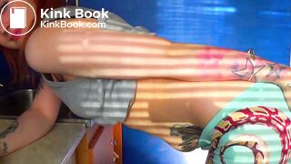 Betty pooping in her blue leggings