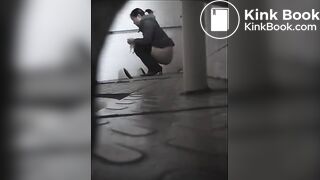 Group of girls shitting in a hole