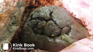 A bit messy shit in a pastic pantyhose