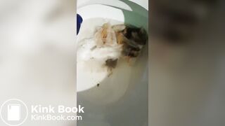 A bit messy shit in a pastic pantyhose