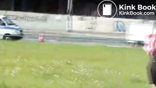 ...e pooping her blue panties.