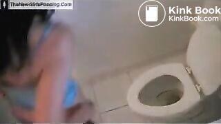 Brunette noisy toilet