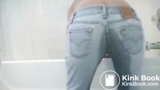 Girl Shits Enema in Her Jeans